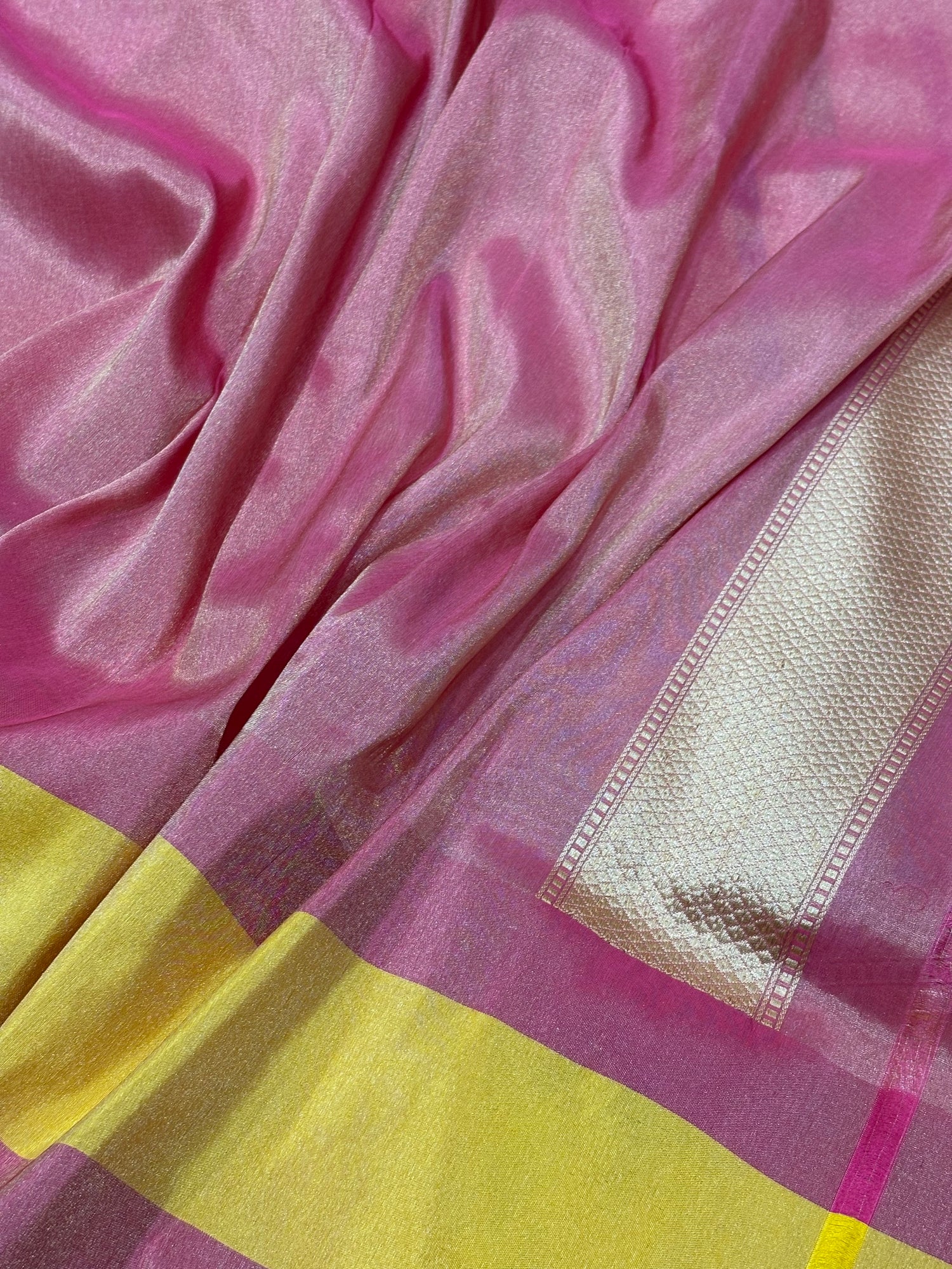 Rose Pink Banarasi Tissue Silk Handwoven Saree