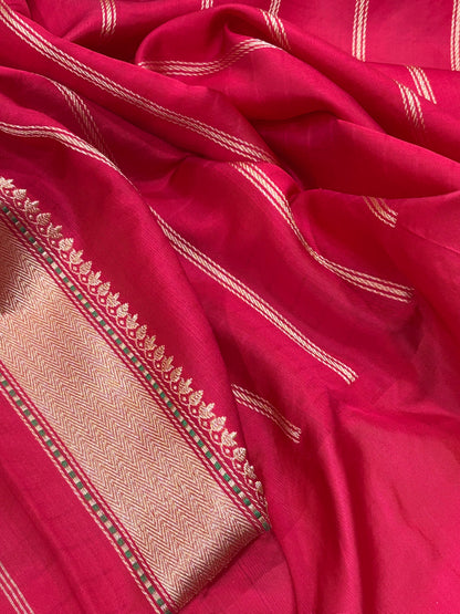 Light Mint Green Banarasi Tissue Silk Handwoven Saree