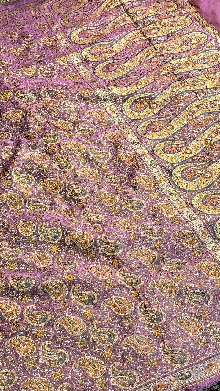 Peach Satin Tanchoi Silk Banarasi Handwoven Saree