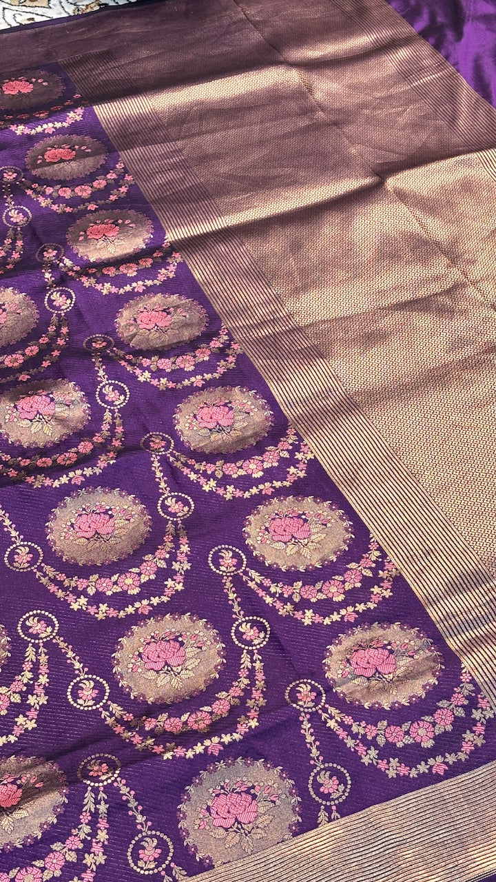 Purple Banarasi  Brocade Silk Saree