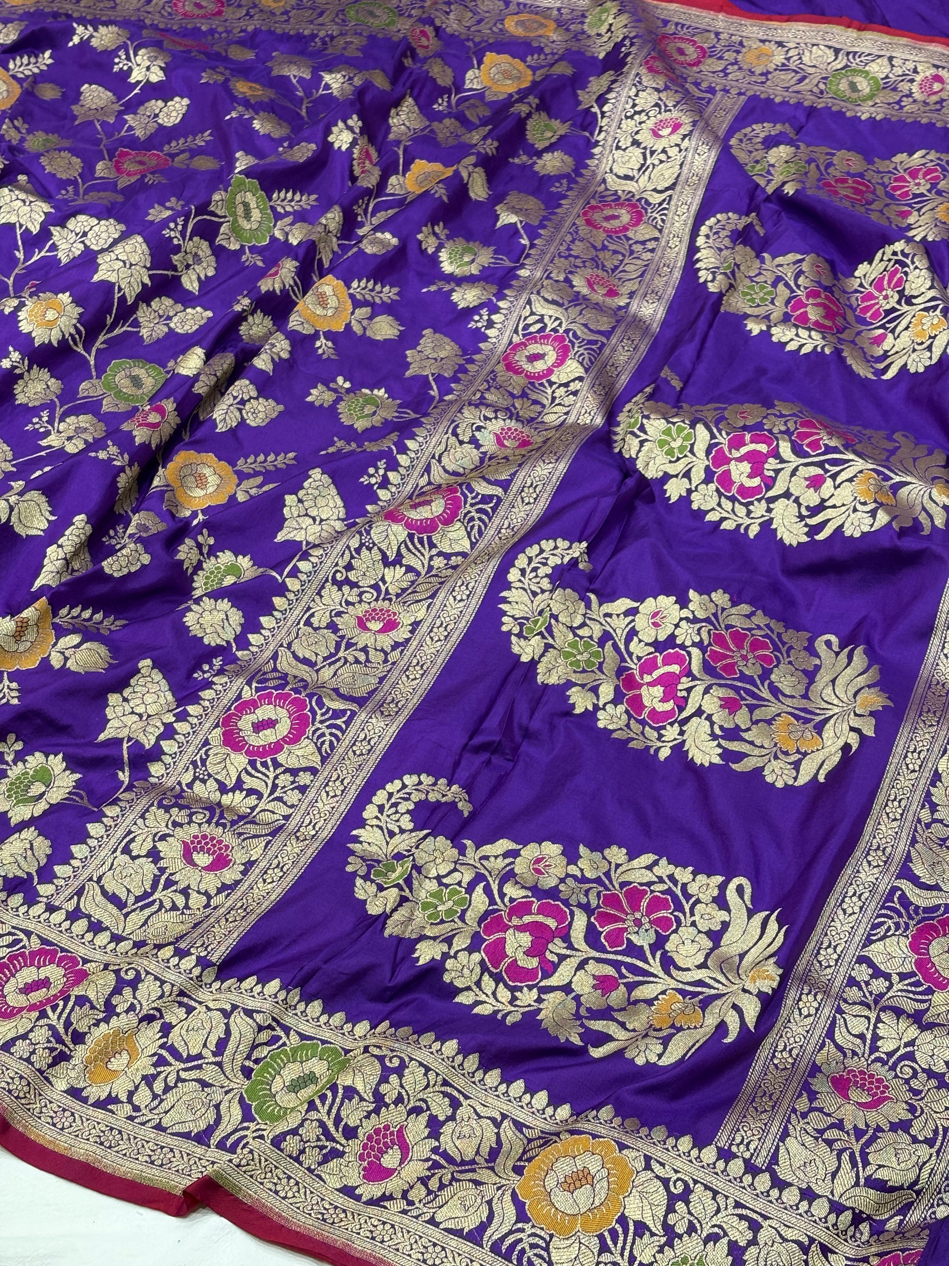 Purple Pure Banarasi Katan Silk Saree