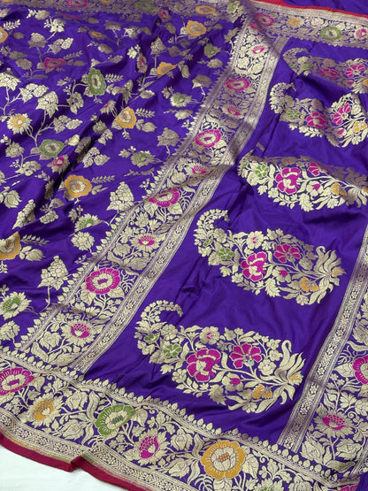 Purple Pure Banarasi Katan Silk Saree