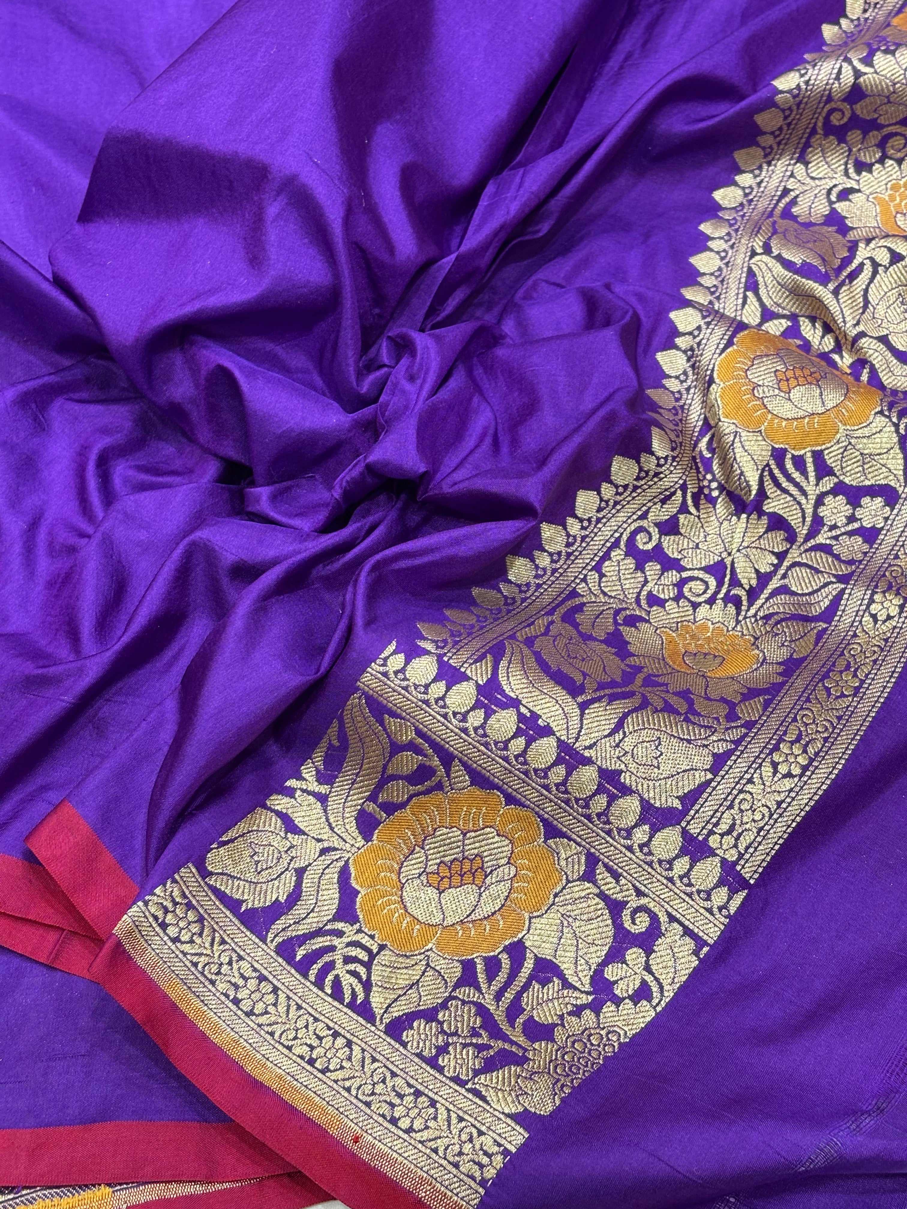 Purple Pure Banarasi Katan Silk Saree