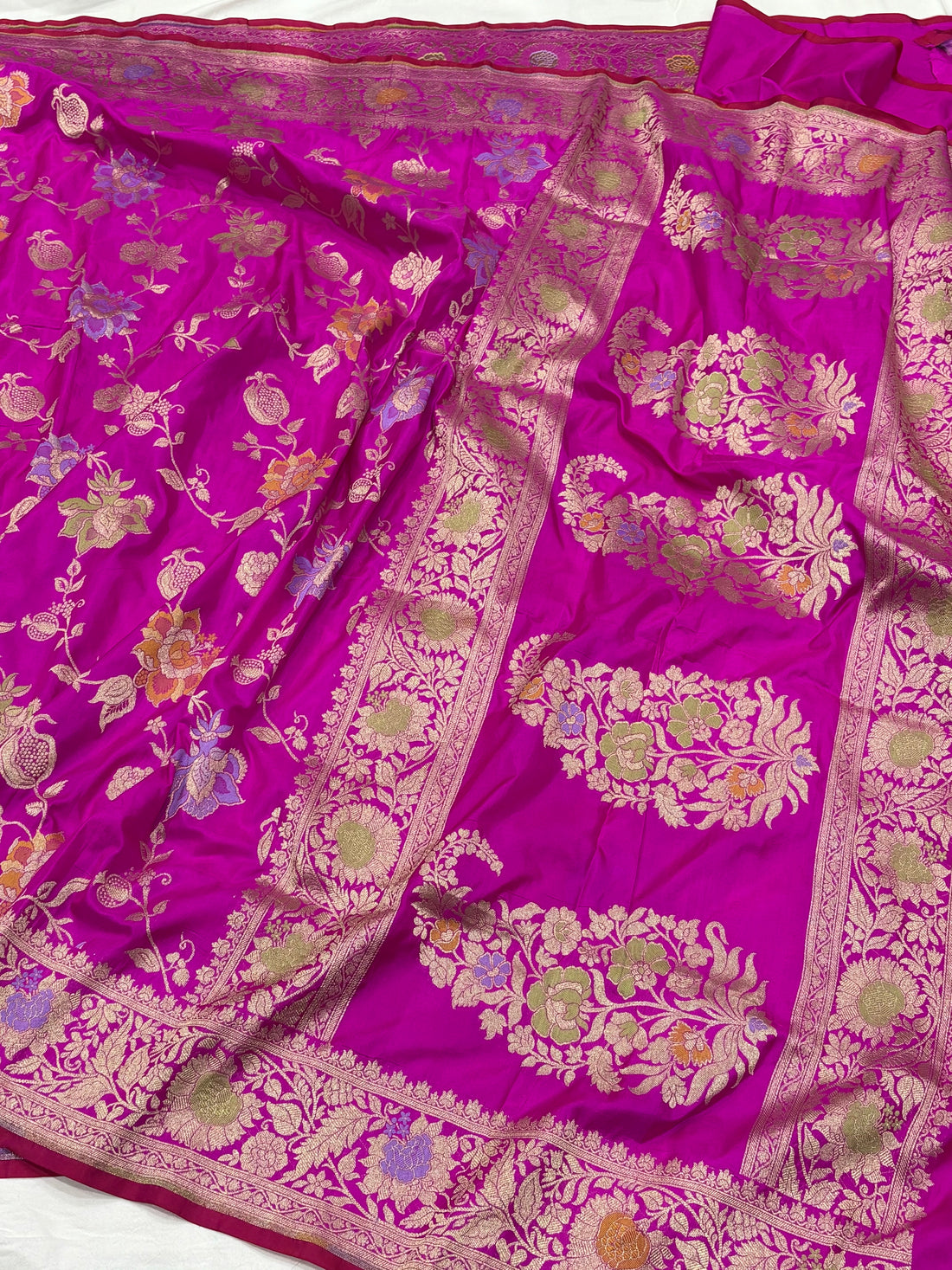 Hot Pink Pure Banarasi Katan Silk Saree