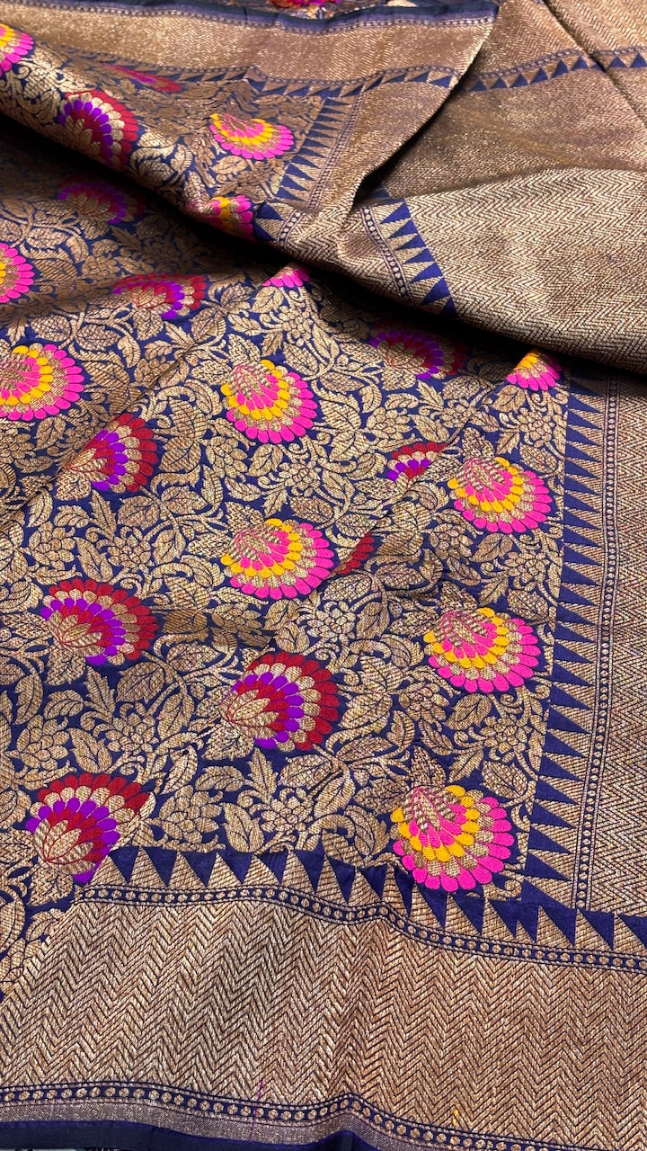 Royal Midnight Blue Banarasi  Brocade Silk Saree