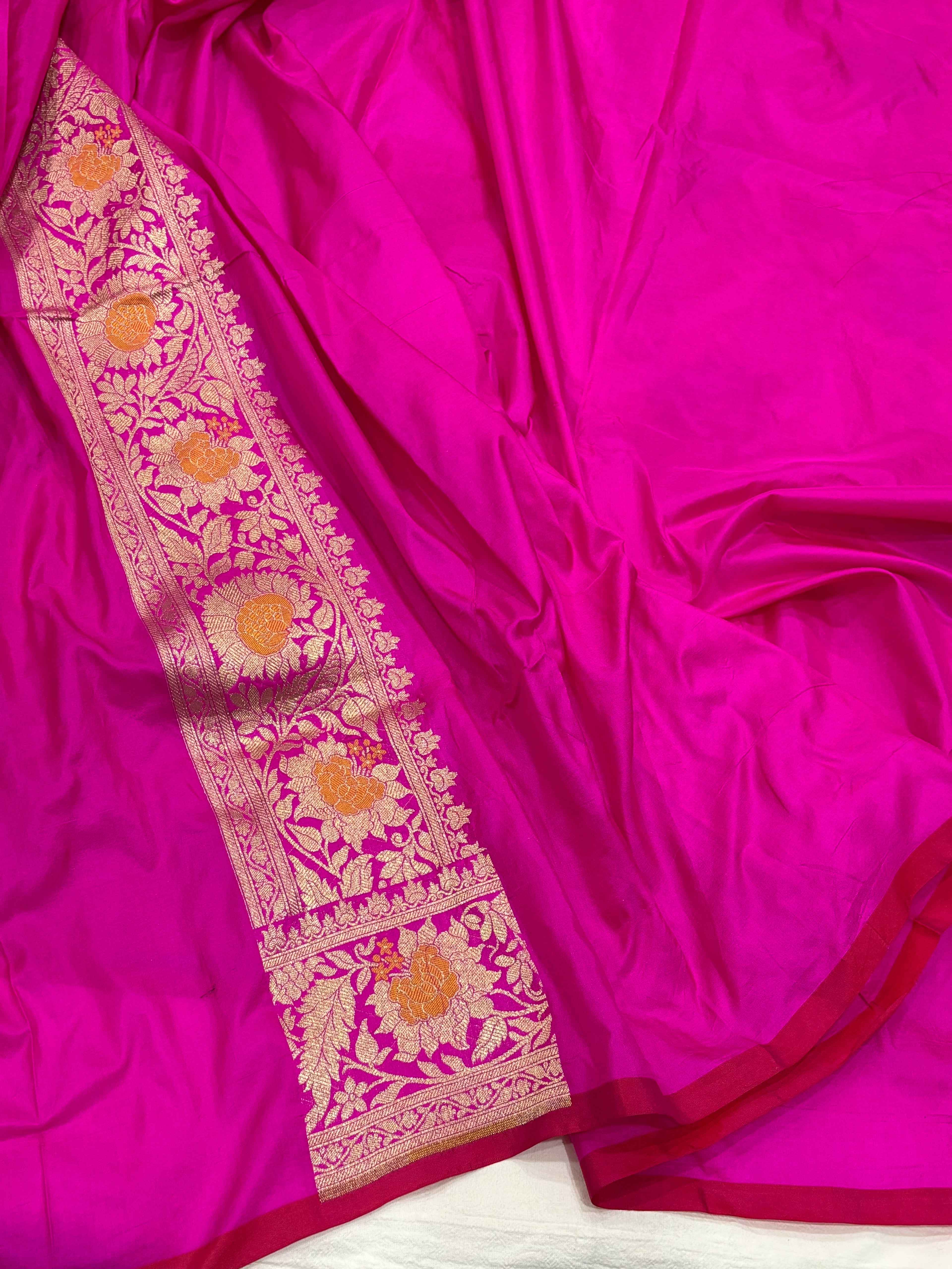 Hot Pink Pure Banarasi Katan Silk Saree