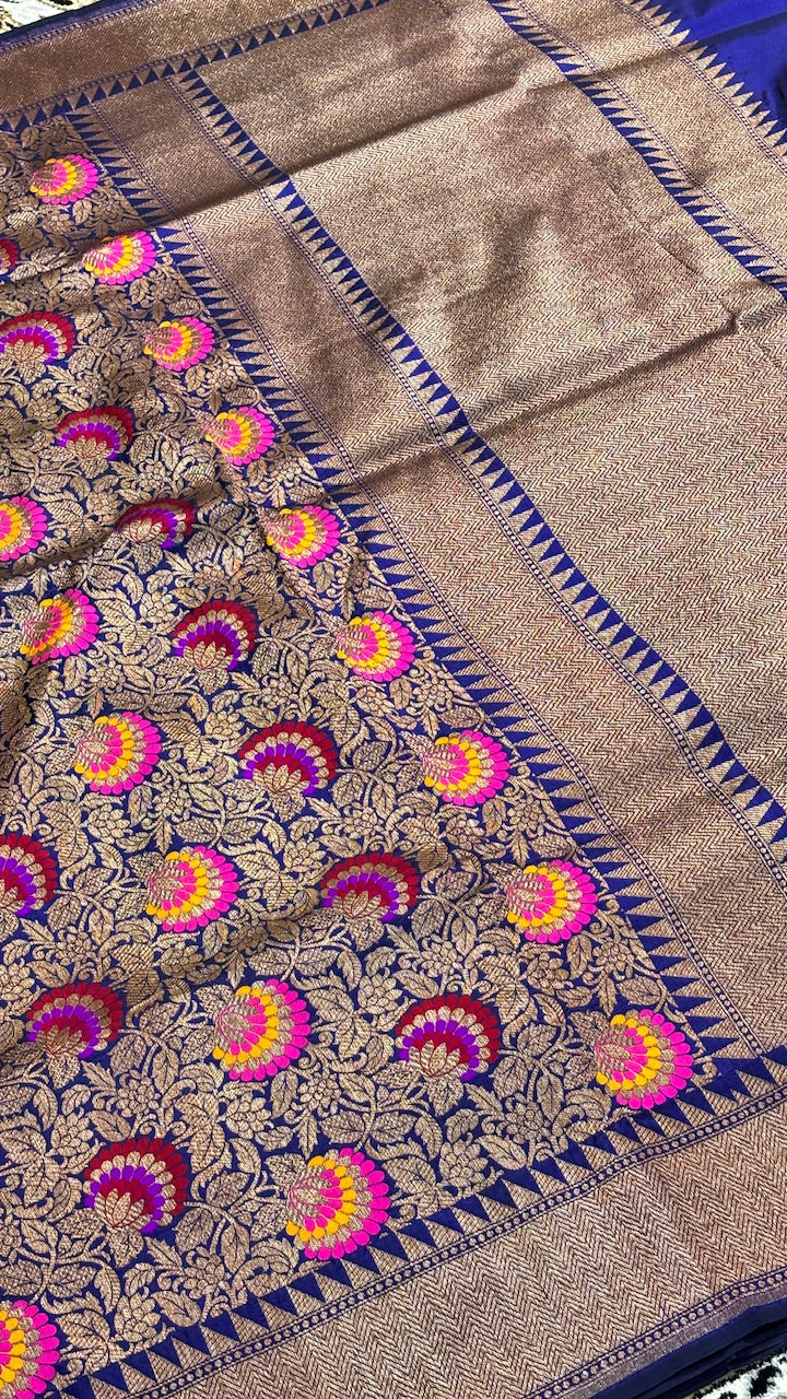 Royal Midnight Blue Banarasi  Brocade Silk Saree