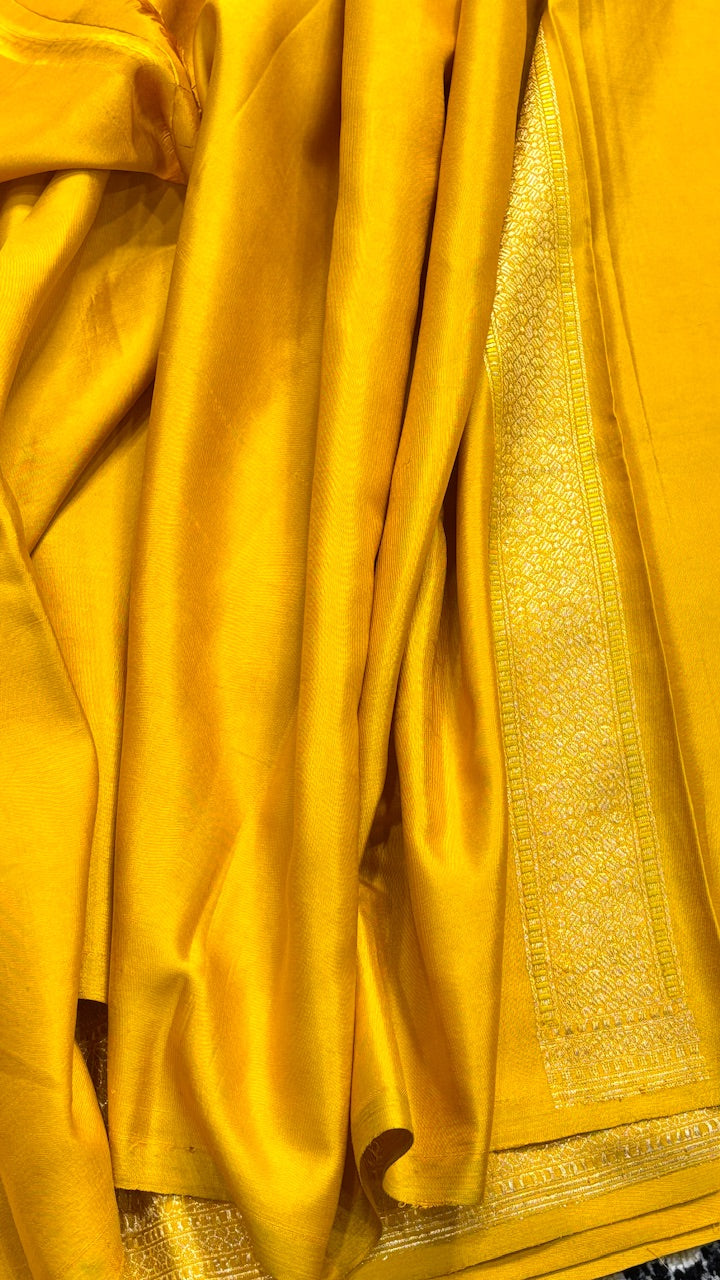 Mango Yellow Pure Banarasi Rangkaat Silk Handloom Saree