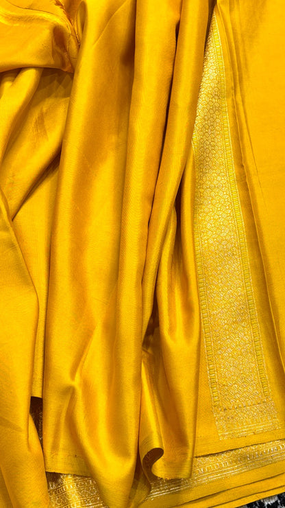 Mango Yellow Pure Banarasi Rangkaat Silk Handloom Saree