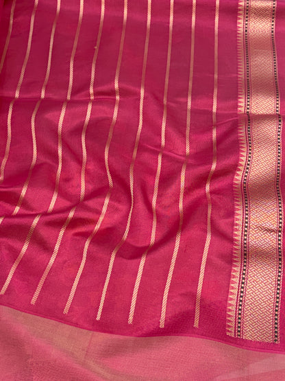 Handwoven Pure Banarasi Kora Silk Saree with Jaal Skirt Work