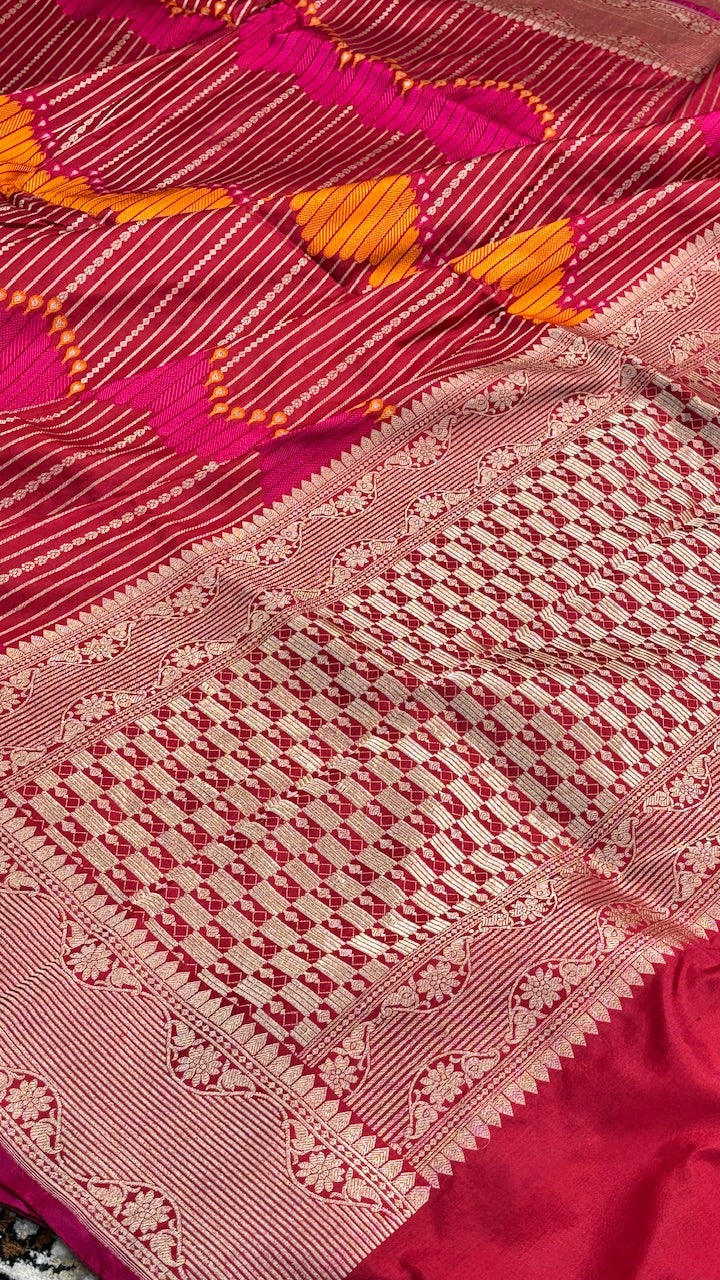 Red Pure Banarasi Rangkaat Silk Handloom Saree
