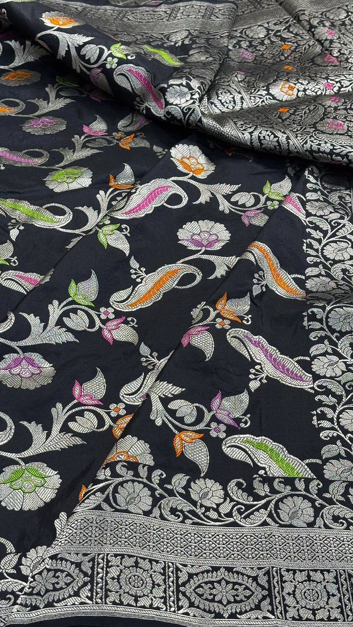 Black Pure Banarasi Silk Handloom Saree