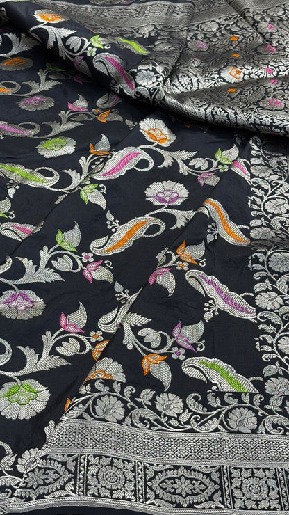 Black Pure Banarasi Silk Handloom Saree