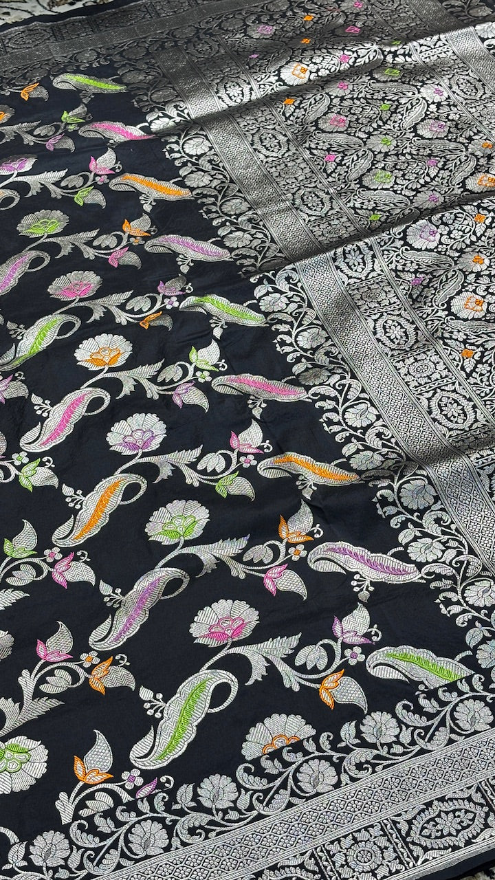 Black Pure Banarasi Silk Handloom Saree