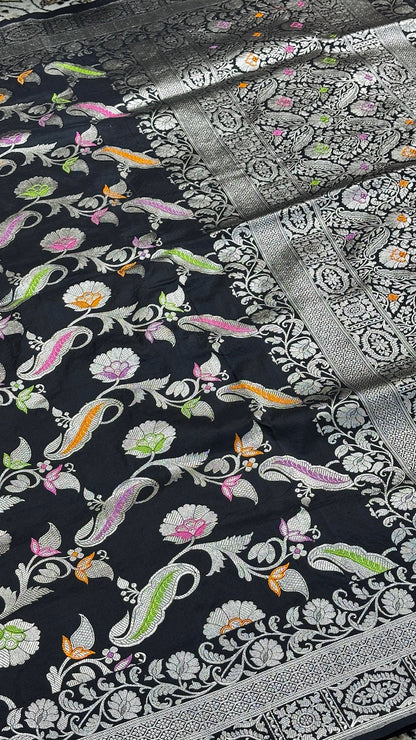 Black Pure Banarasi Silk Handloom Saree