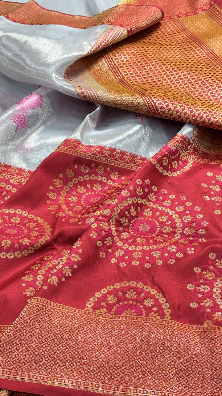 Silver Tissue Banarasi Silk Handwoven Saree