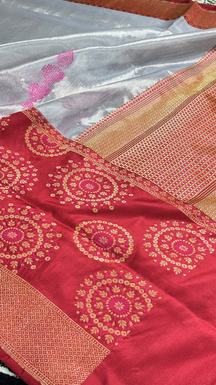 Silver Tissue Banarasi Silk Handwoven Saree