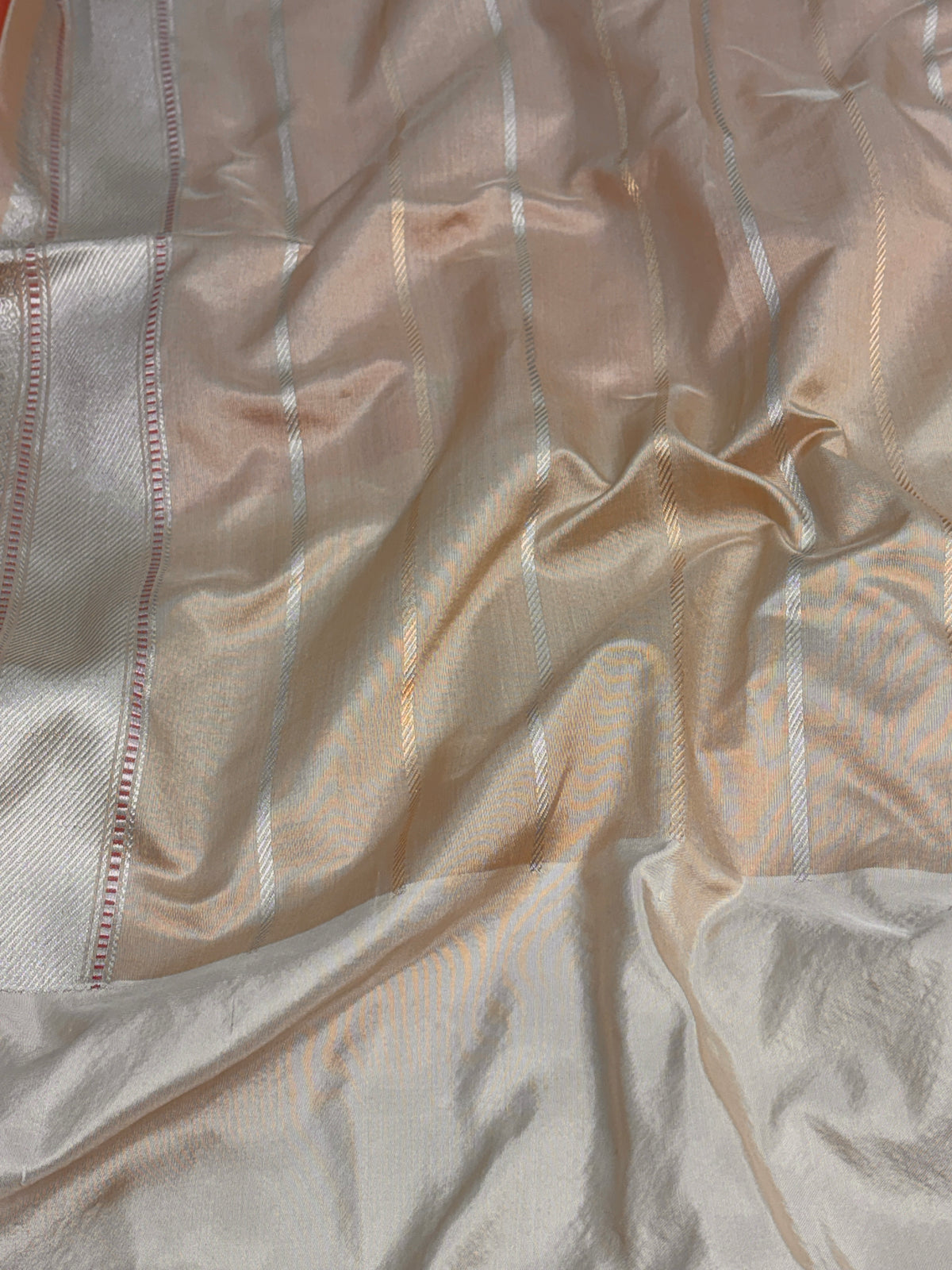 Fanta Orange Handwoven Pure Banarasi Kora Silk Saree with Kadhiyal Border