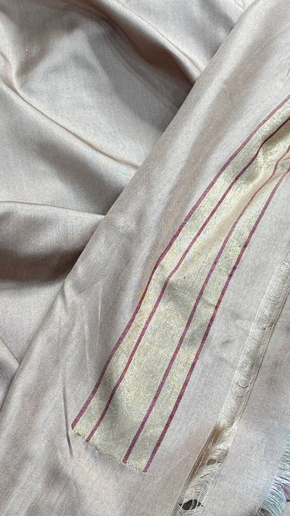 Ivory Pure Banarasi Ektara  Silk Handwoven Saree