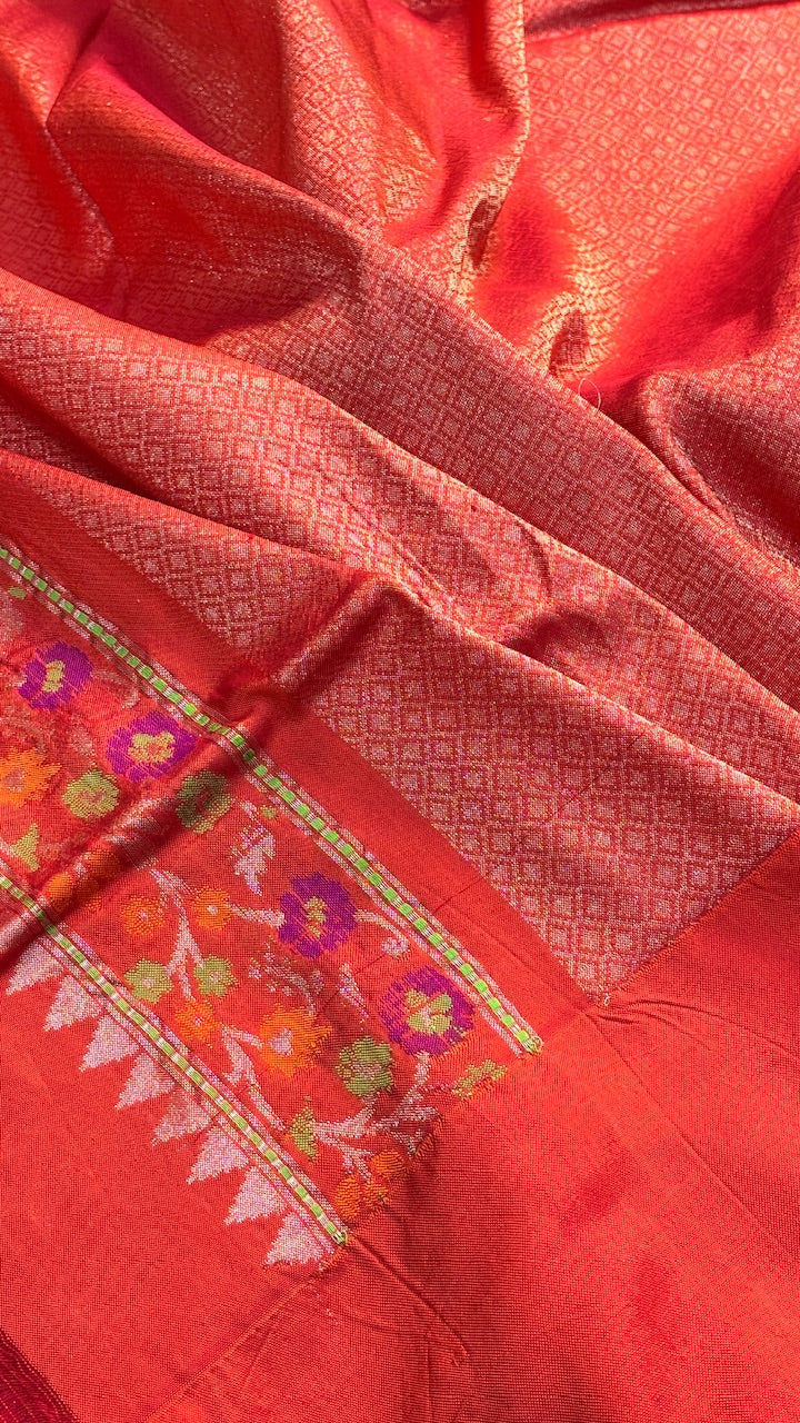 Yellow Pure Banarasi Ektara  Silk Handwoven Saree