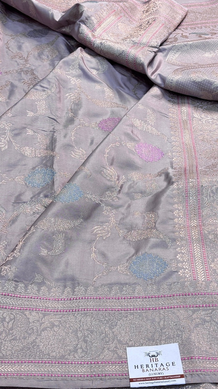 Mauve Pure Banarasi Katan Silk Handloom Saree