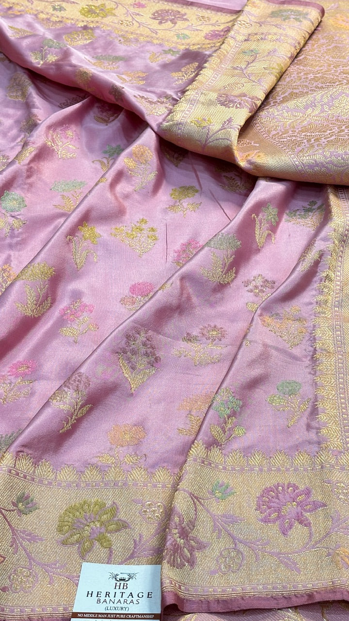 Baby Pink  Pure Banarasi Katan Silk Handloom Saree