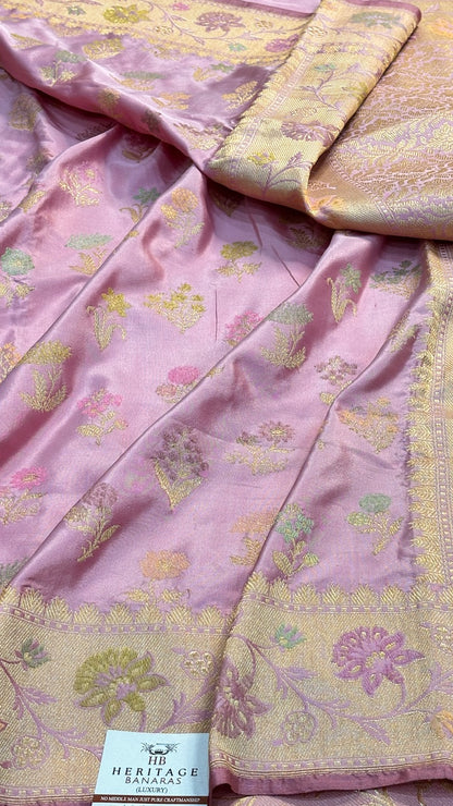 Baby Pink  Pure Banarasi Katan Silk Handloom Saree