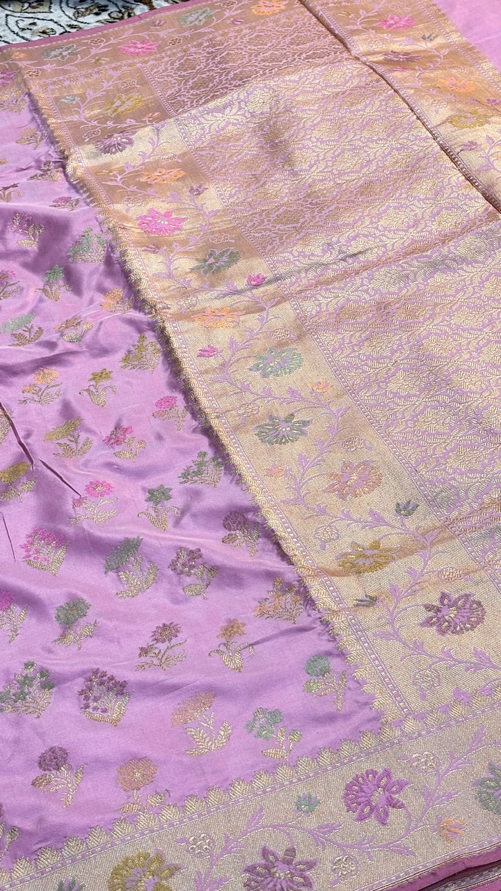 Baby Pink  Pure Banarasi Katan Silk Handloom Saree