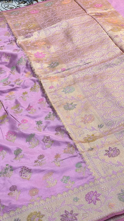 Baby Pink  Pure Banarasi Katan Silk Handloom Saree