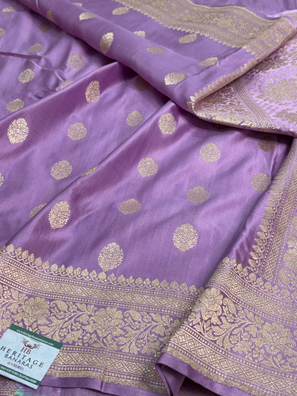 Lavender Handwoven Pure Vintage Satin Silk Saree