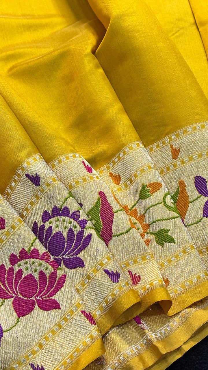 Dove Grey Banarasi Kora Silk Handwoven Saree