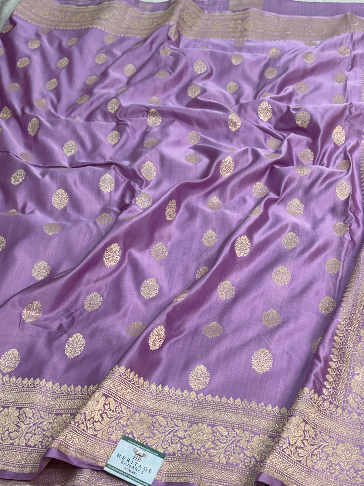 Lavender Handwoven Pure Vintage Satin Silk Saree