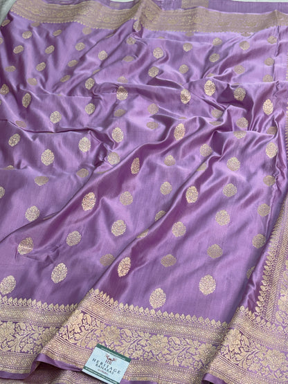 Lavender Handwoven Pure Vintage Satin Silk Saree