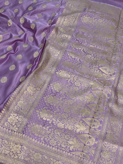 Lavender Handwoven Pure Vintage Satin Silk Saree
