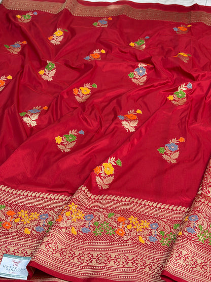 Red Handwoven Pure BANARASI Katan Silk Saree