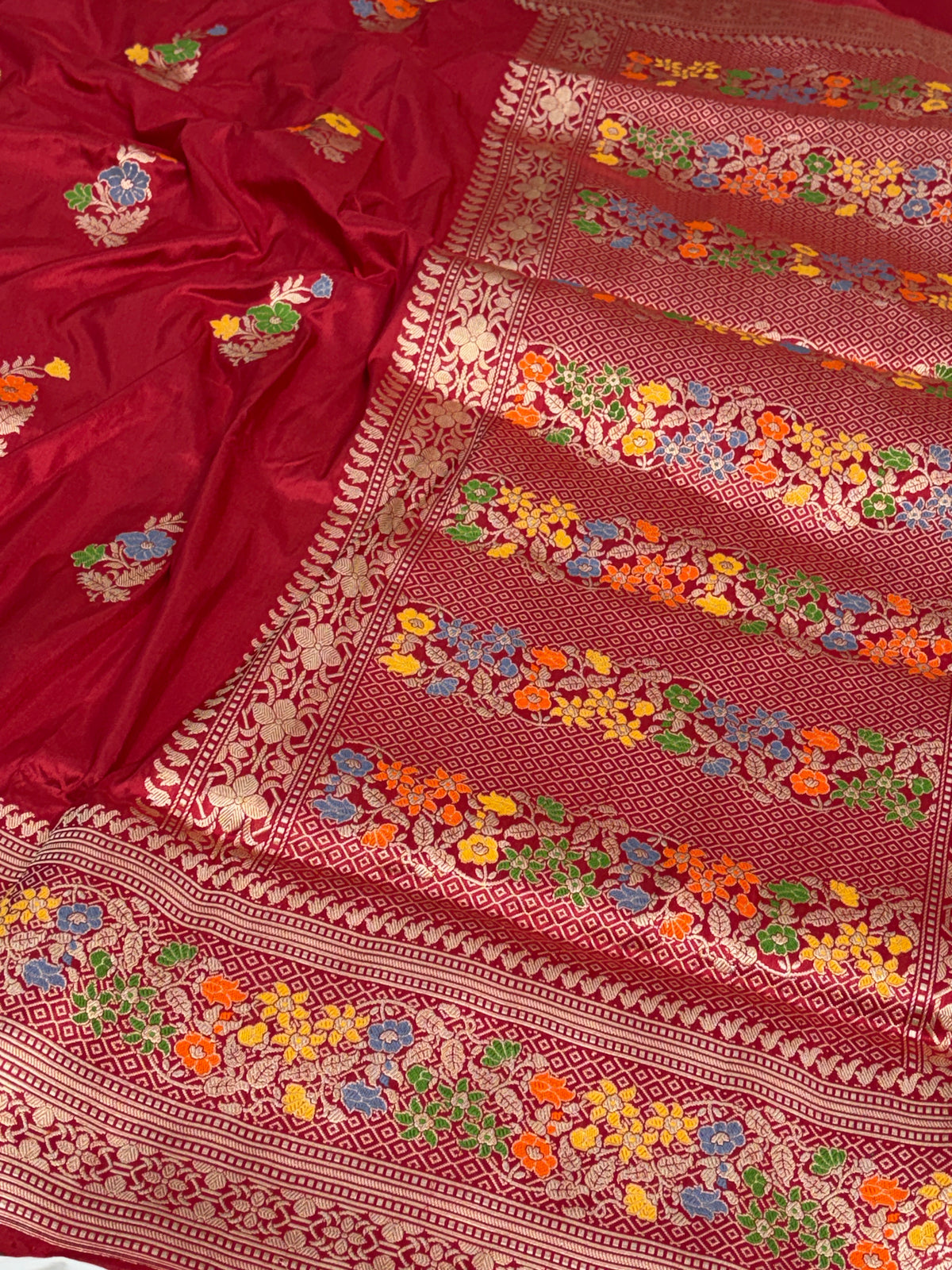 Red Handwoven Pure BANARASI Katan Silk Saree