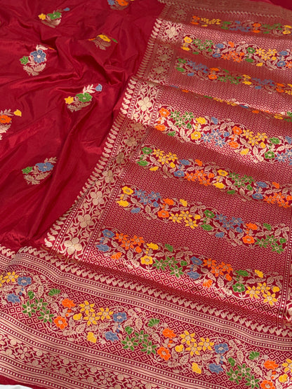 Red Handwoven Pure BANARASI Katan Silk Saree