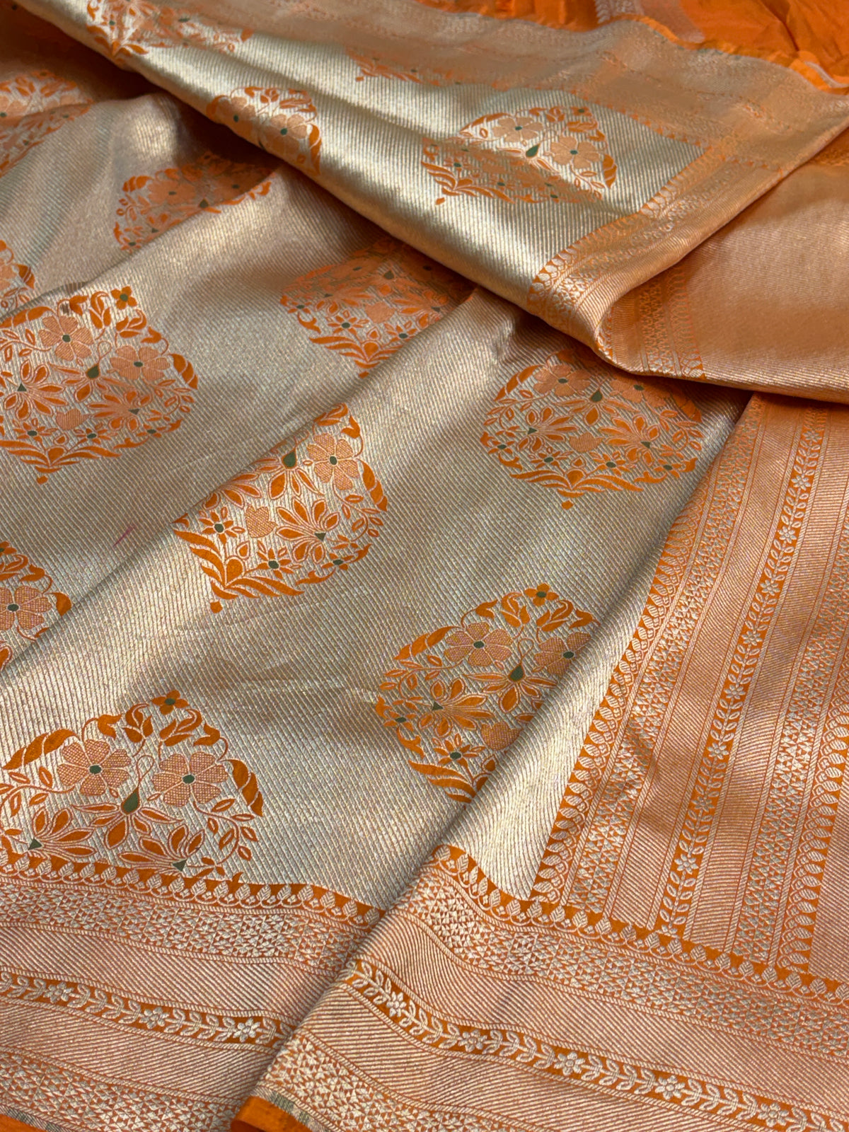 Fanta Orange Pure BANARASI Brocade Katan Silk Saree