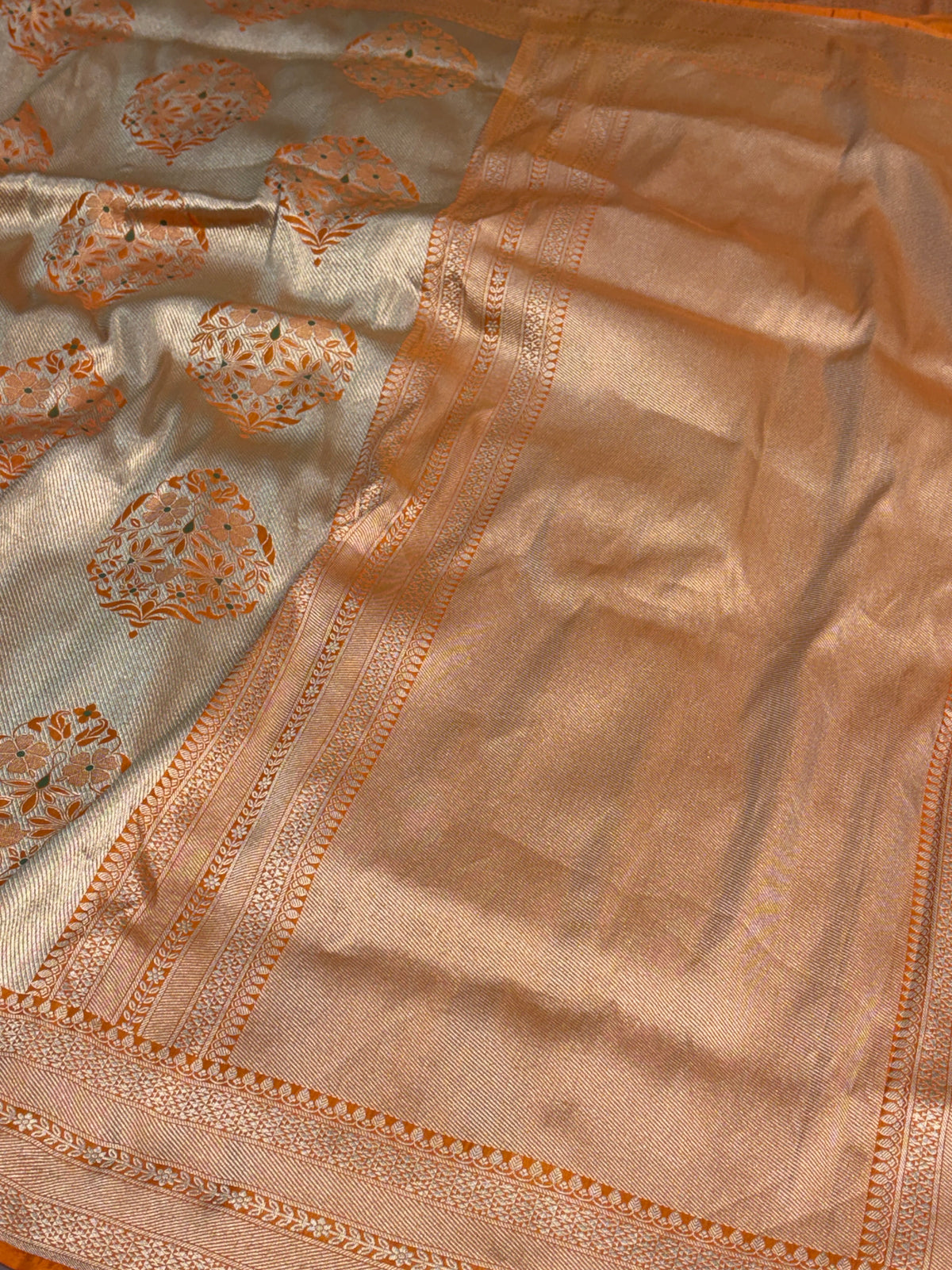 Fanta Orange Pure BANARASI Brocade Katan Silk Saree