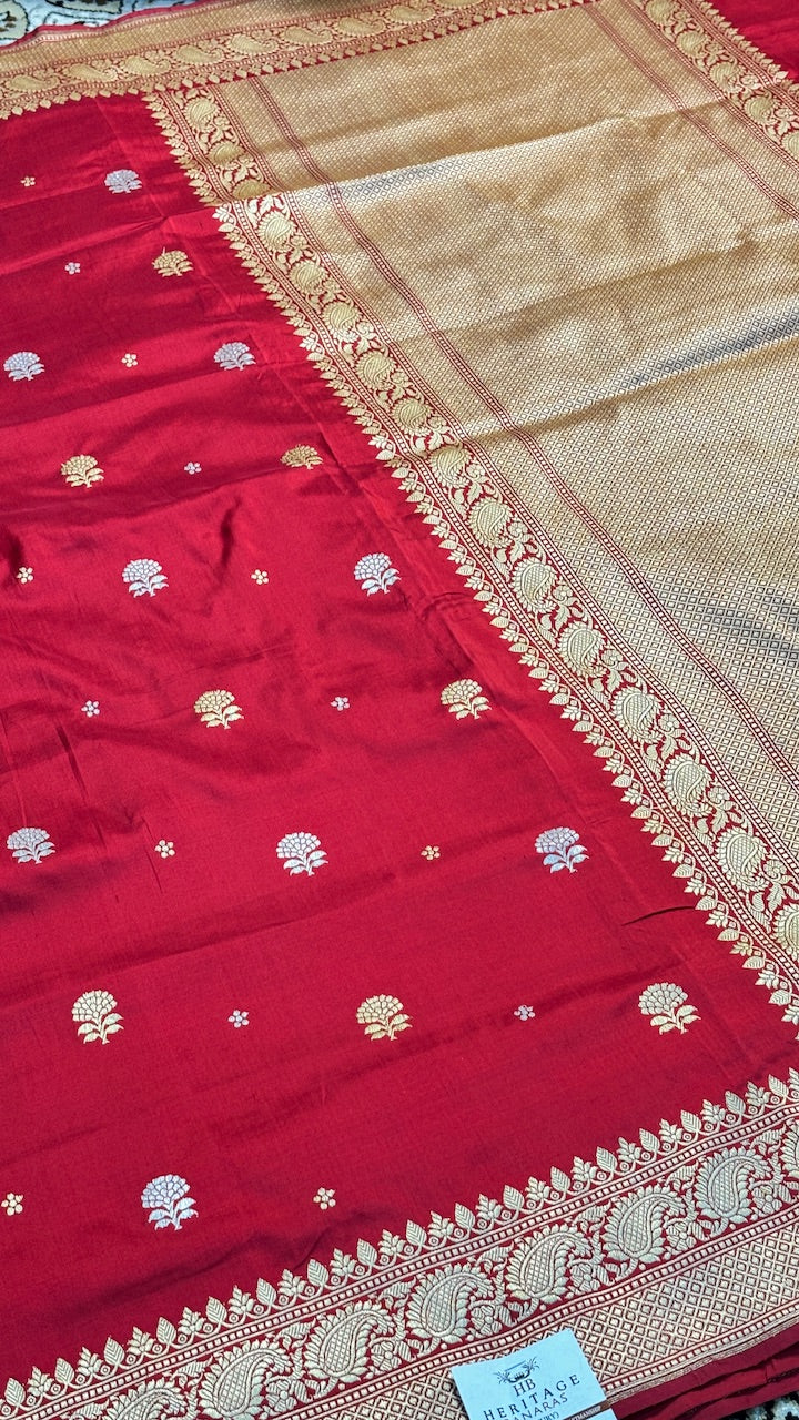 Red Pure Banarasi Katan Silk Handloom Saree