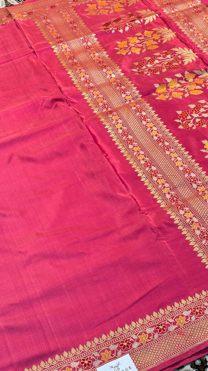 Peach Rose Pure Banarasi Katan Silk Handloom Saree