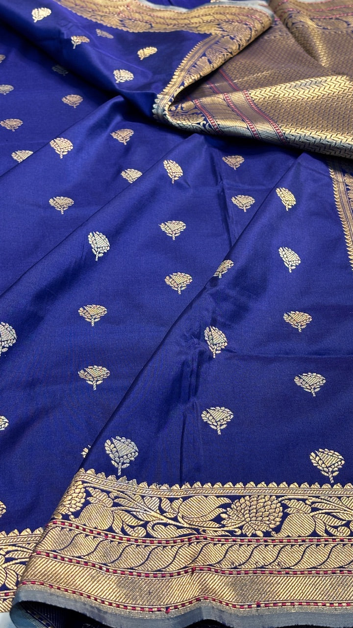 Blue Pure Banarasi Katan Silk Handloom Saree