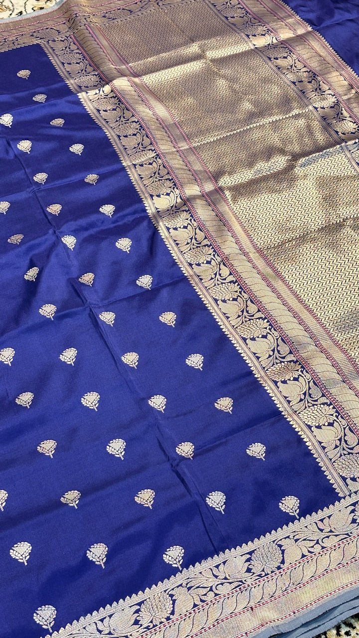 Blue Pure Banarasi Katan Silk Handloom Saree
