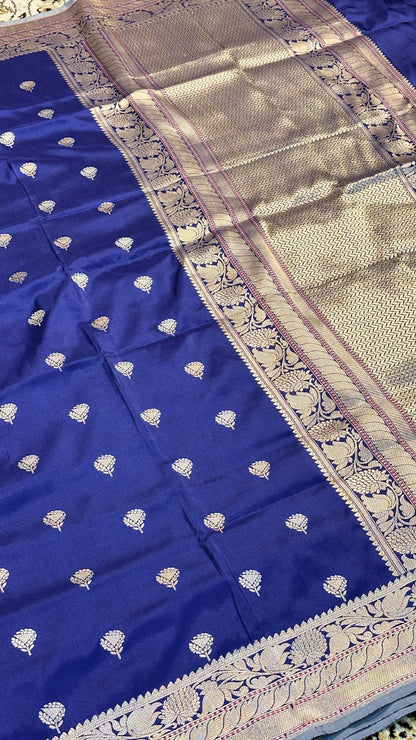 Blue Pure Banarasi Katan Silk Handloom Saree