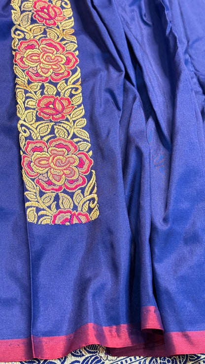 Electric Blue Pure Banarasi Katan Silk Handloom Saree