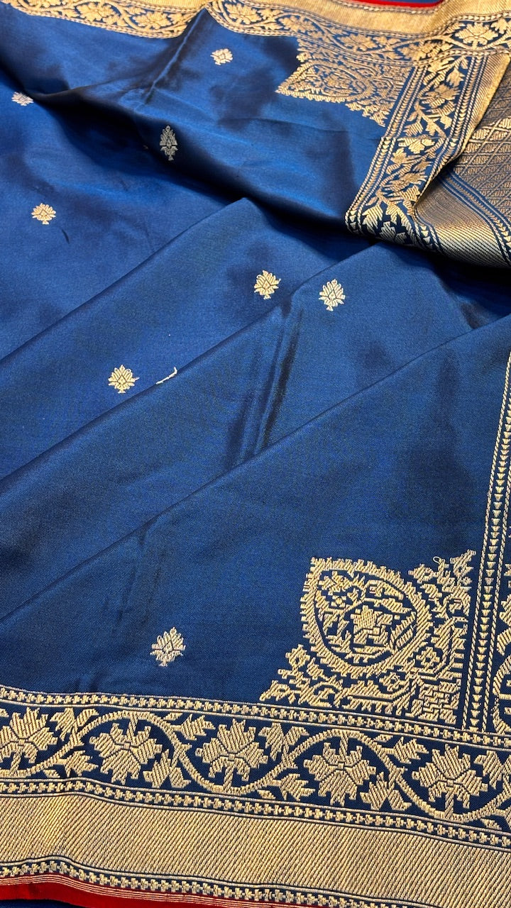 Royal Blue Pure Banarasi Ektara  Silk Handwoven Saree