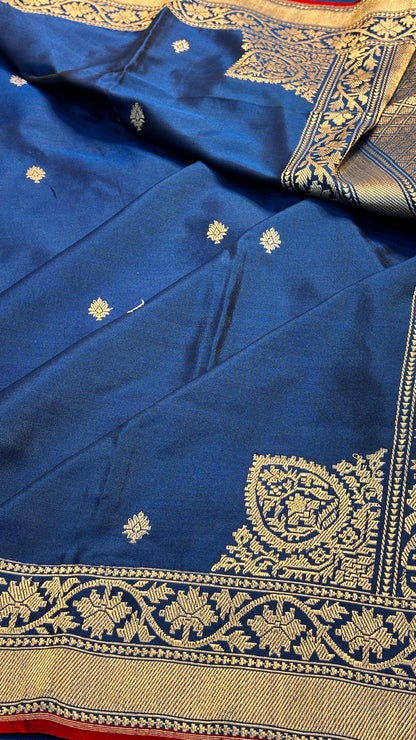 Royal Blue Pure Banarasi Ektara  Silk Handwoven Saree