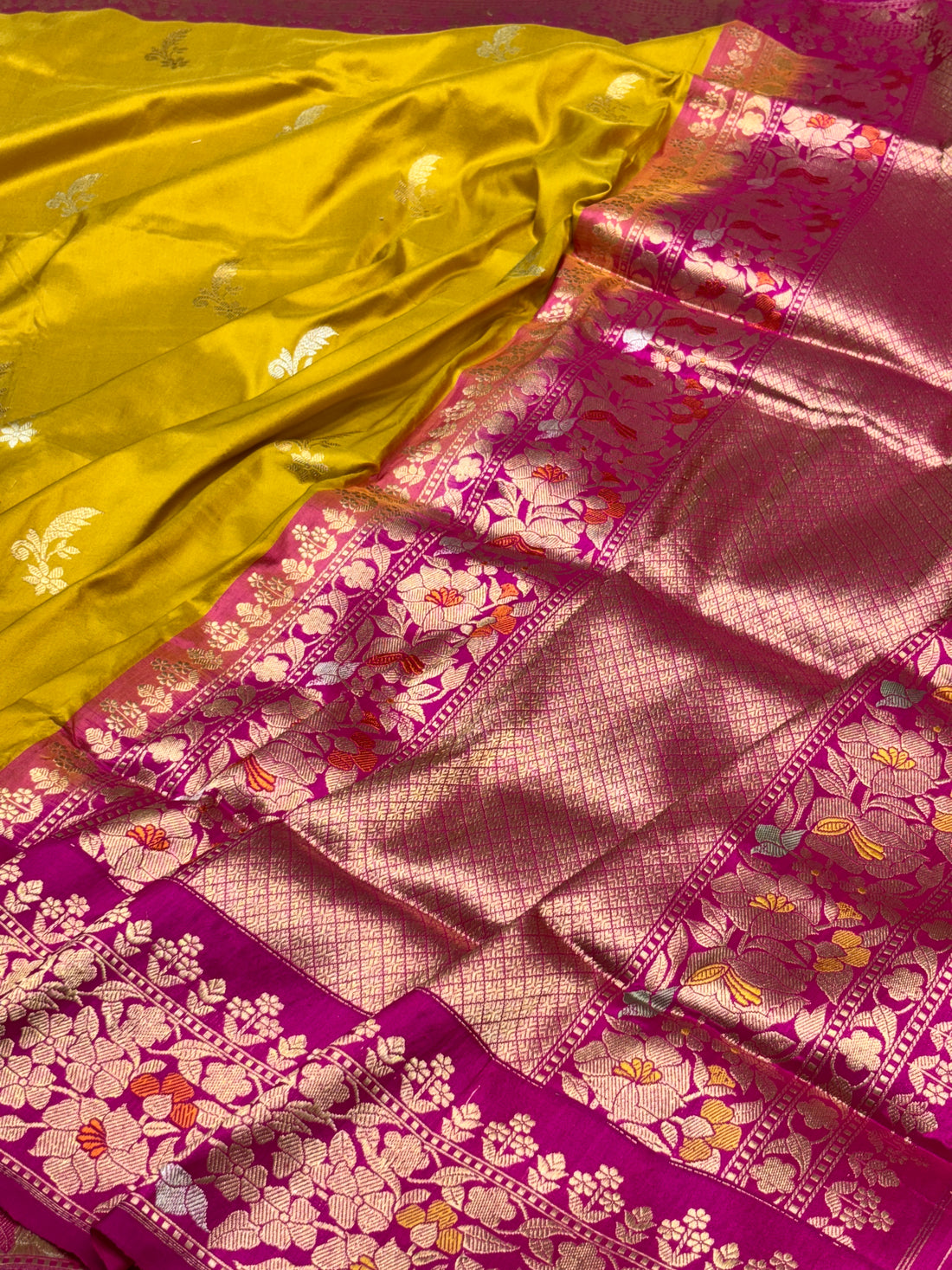 Yellow Pure Banarasi Katan Silk Handwoven Saree