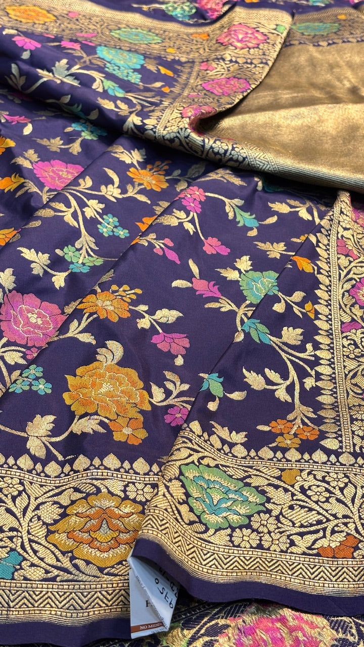 Neavy Blue Pure Banarasi Katan Silk Saree