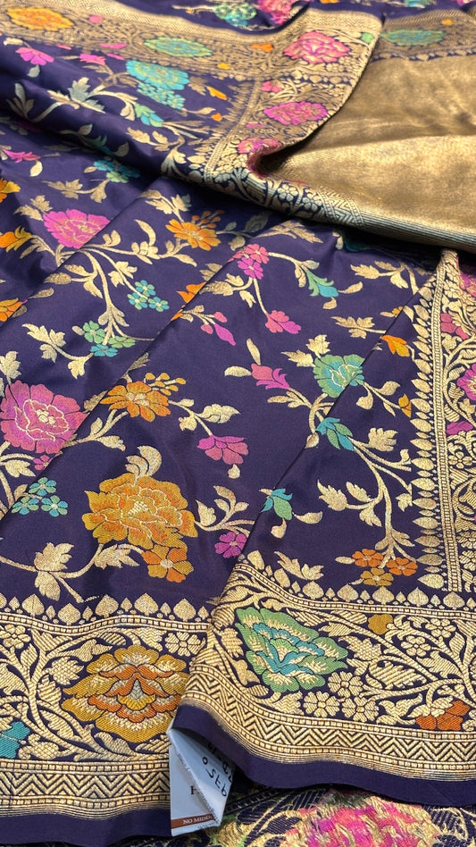 Neavy Blue Pure Banarasi Katan Silk Saree